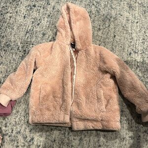 Pink fuzzy teddy bear jacket size L